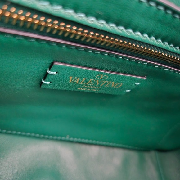 NWT VALENTINO GARAVANI Roman Rockstud Green Nappa Leather Satchel Crossbody Bag - Picture 10 of 11